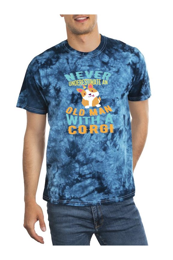 Old Man With A Corgi Tie Dye Crystal Men -Image by Shutterstock, Male XX-Large