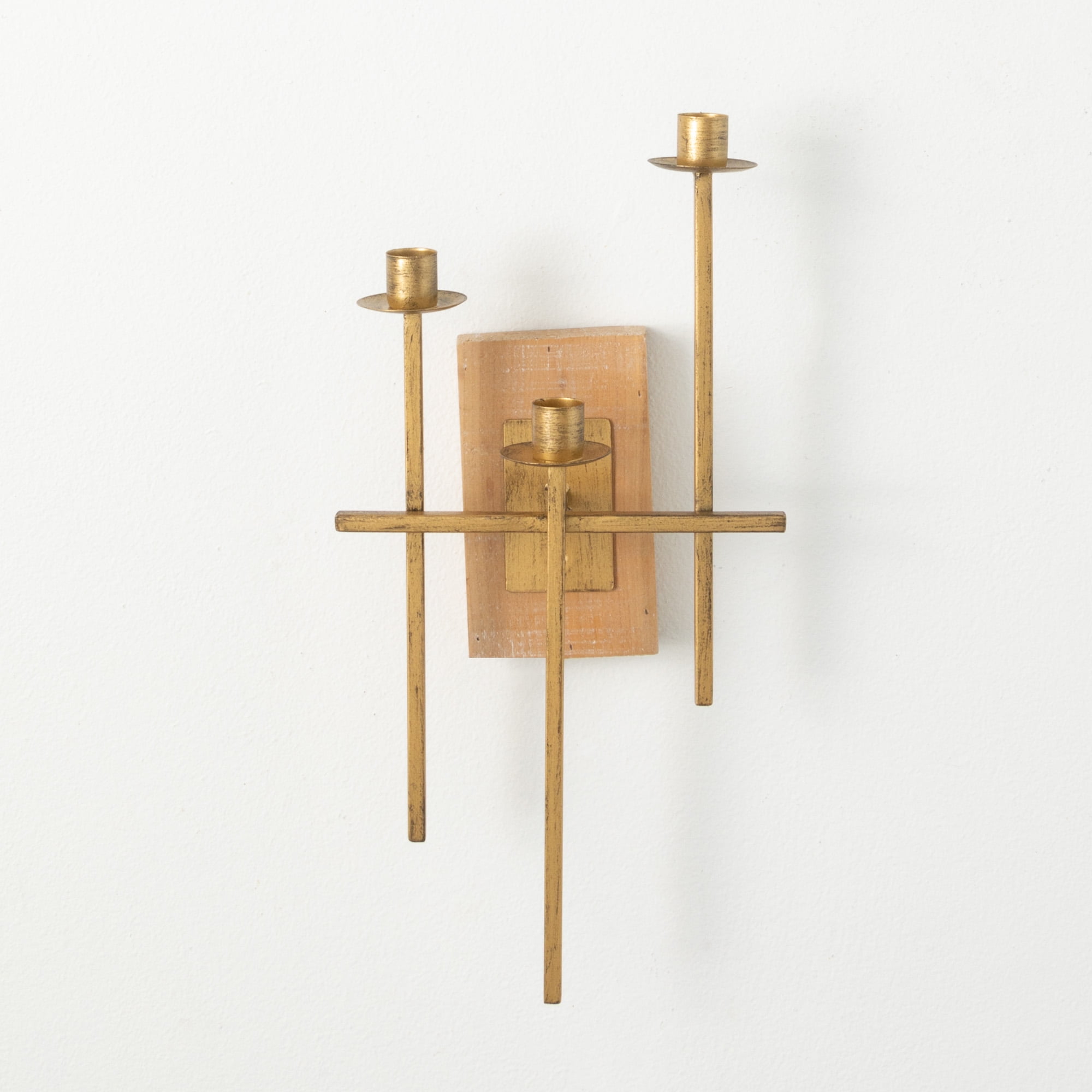 15.75" Taper Candle Wall Torchiere; Gold