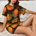 thumbnail image 6 of Kdxio Orange Pumpkin Autumn Maple Print Pajamas Sets for Women Short-Sleeved Pjs with Lounge Shorts Two Piece Sleepwear S-4XL, 6 of 8