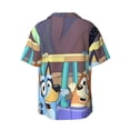 thumbnail image 6 of Lsque Bluey print Men's Cuban Collar Short Sleeve Shirt Summer Beachwear Casual Button Down Fashionable Vacation Leisure Shirt-4X-Large, 6 of 7