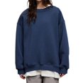 thumbnail image 1 of Solid Color Crewneck Loose Pullover Sweatshirt Long Sleeve Women Sweatshirt, 1 of 4