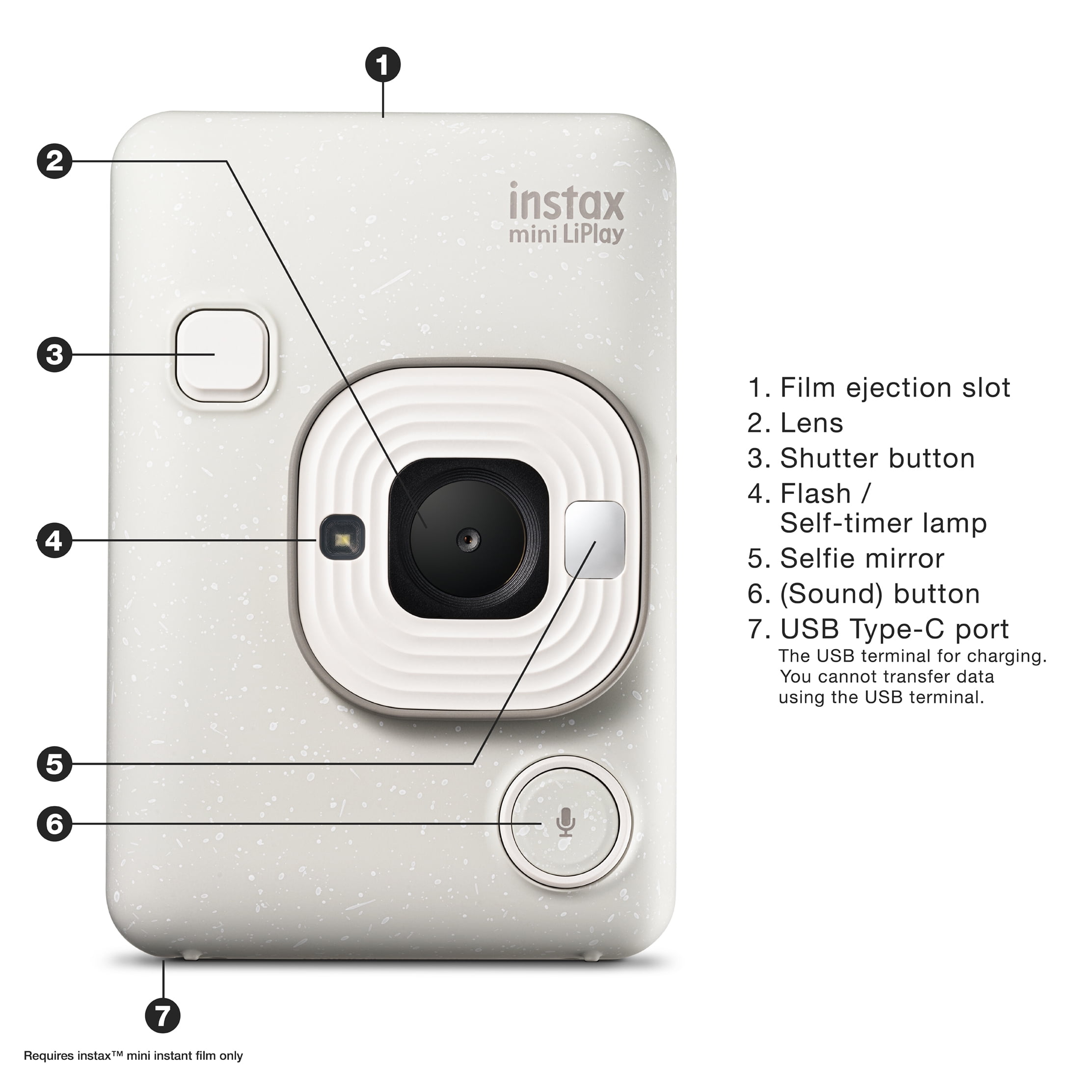 【新品級】Fujifilm instax mini LiPlay Fujifilm Instax Mini Liplay Hybrid Camera, Stone White