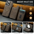 thumbnail image 2 of For iPhone 16 Pro Max PU Leather Wallet Phone Case,Compatible with Mag-Safe,Magnetic Detachable Card Holder,Back Flip Kickstand,2-in-1 Heavy Duty Shockproof RFID Blocking Phone Case,Coffee, 2 of 10