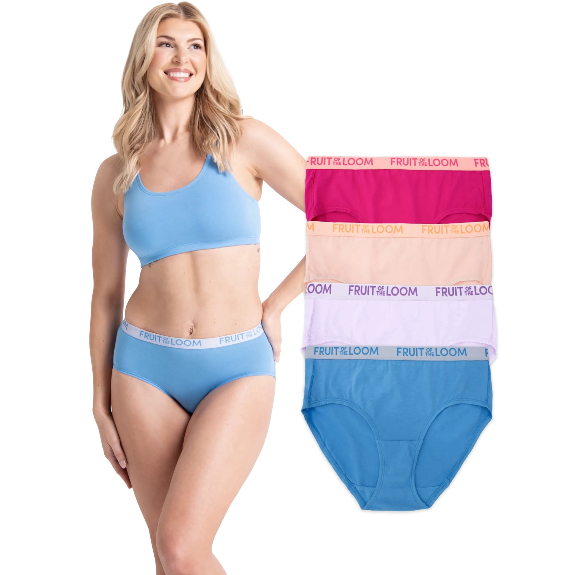 Fruit of the Loom Women's Energize Collection Cotton Stretch Brief Underwear, 4-Pack