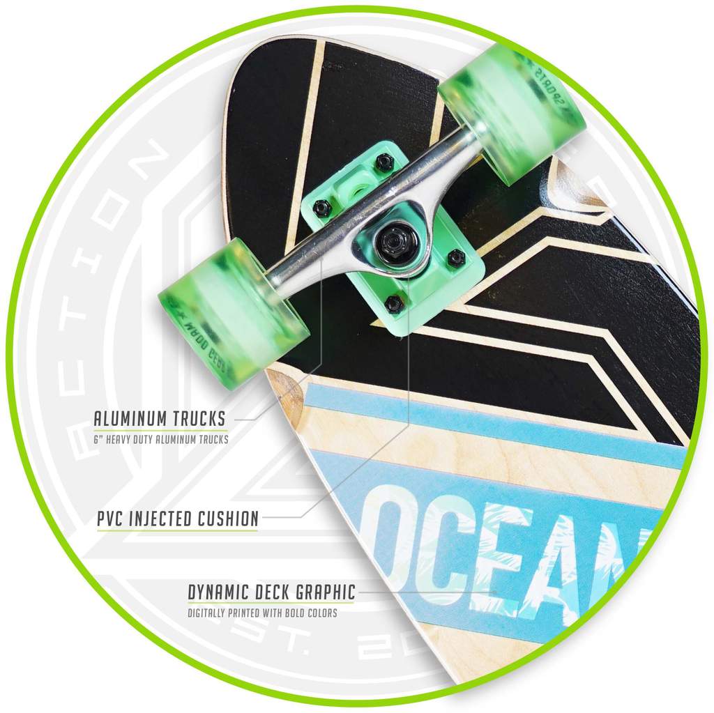 Madd Gear Complete Longboard 36 In. x 9 In. Sea Breeze, Suits Ages 5+, Max Rider Weight 220 lbs, 8 Ply Maple Deck Aluminum Trucks 62 mm Wheels ABEC-9 Bearings, Leading Action Sports Brand!