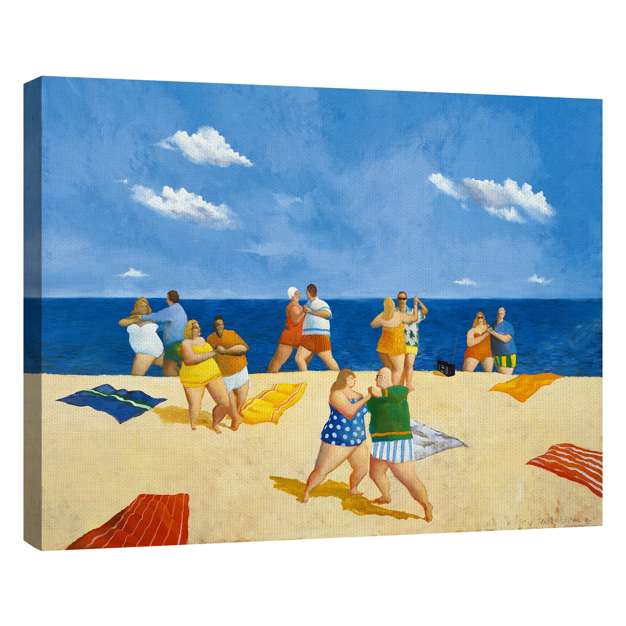 Masterpiece Art Gallery Tango Beach Dancing Couples By Michael Paraskevas Canvas Art Print 22" x 28"