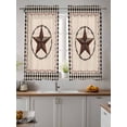 thumbnail image 2 of Star Country Tier Curtains 45 Inch Length,Sheer Curtains for Bedroom Living Room Window Western Texas Farm Black Plaid Brown Berry Small Half Window Kitchen Curtains & Drapes 27.5"x45" 2 Panels, 2 of 6