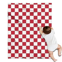 Red and White Checkered Pattern Blanket,Comfortable Soft Flannel Throw Blanket,All Season,Warm Lightweight Blankets for Sofa Bed Couch Living Room Chair,30"x40"