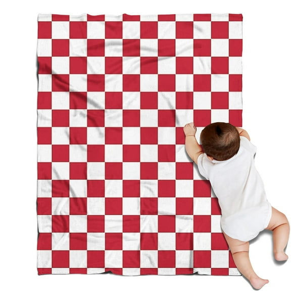 Red and White Checkered Pattern Blanket,Comfortable Soft Flannel Throw Blanket,All Season,Warm Lightweight Blankets for Sofa Bed Couch Living Room Chair,30"x40"