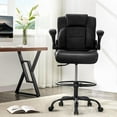 thumbnail image 3 of JONPONY 500 lbs Tall Office Chair with Flip-up Armrests for Standing Desk Executive Ergonomic Computer Leather Desk Chair with Lumbar Support, Adjustable Foot Ring for Home,Black, 3 of 12