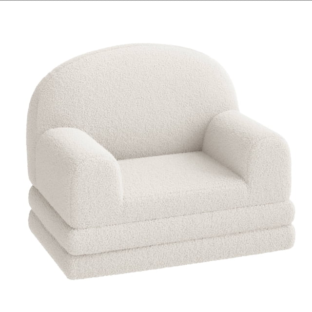 AKDSteel Kids Sofa Chair, 2-In-1 Convertible Toddler Couch And Lounge Bed With Teddy Fleece Fabric