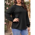 thumbnail image 3 of MIFATER Women Plus Size Tops Fall Long Sleeve T Shirts Fashion Pleated Crew Neck Blouses Solid Color Loose Tunic Tops for Women, 3 of 5