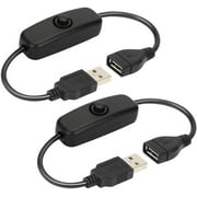 Electop USB 501 Switch Cable (2 Pack), Male to Female USB Cable with On/Off Switch, USB Extension Inline Rocker Switch