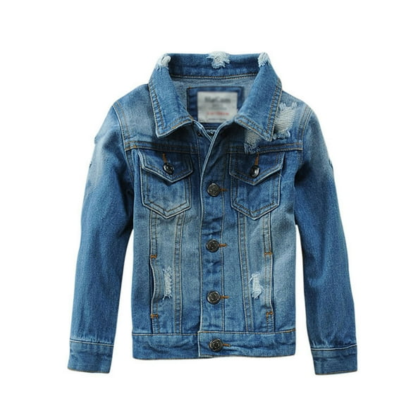 RUTAYY Children Boys Denim Jacket Long Sleeve with Pocket Casual Outerwear Daily Wear Trendy Versatile Coat