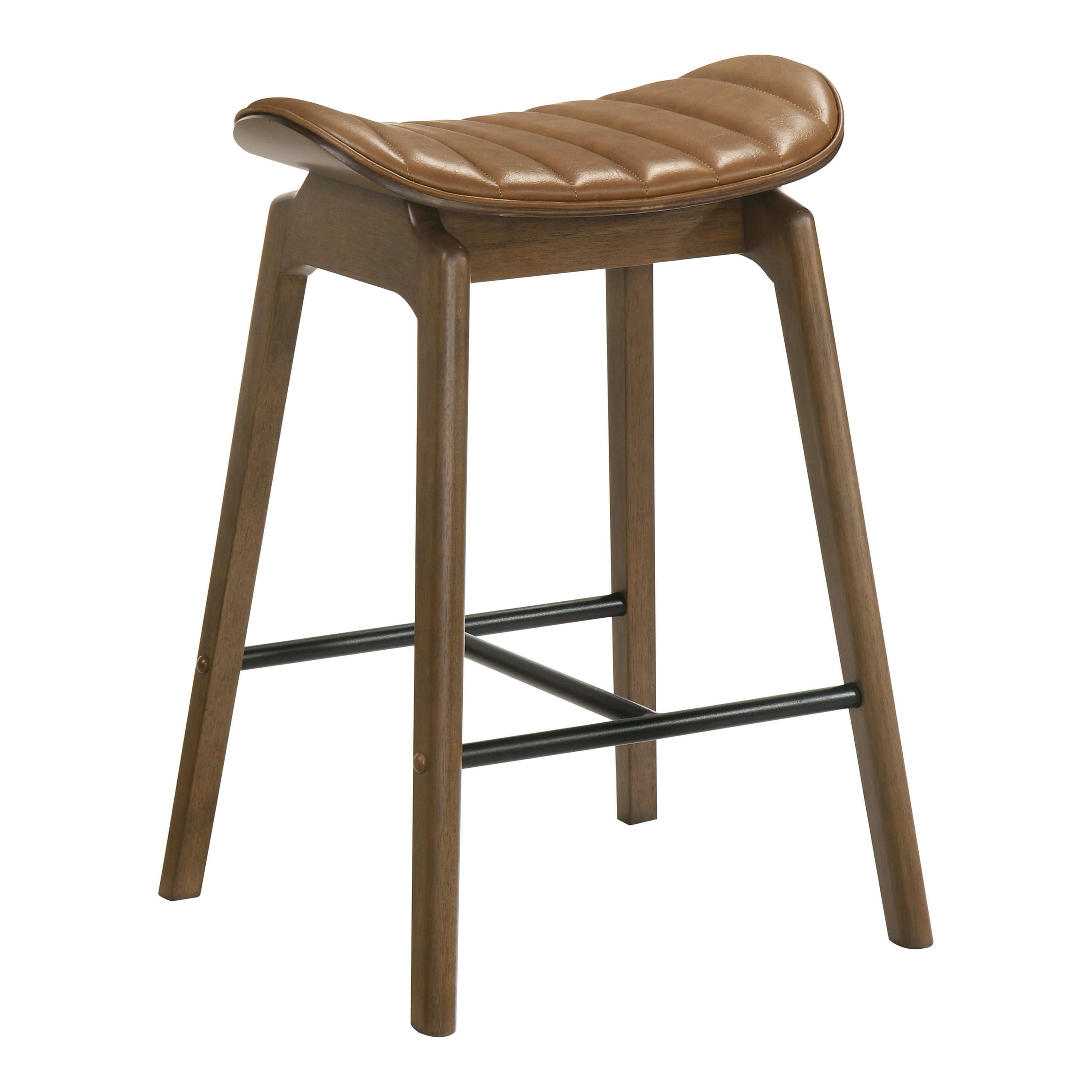 Furniture of America Rusmus Modern Wood Counter Height Dining Chairs, Walnut (Set of 2)
