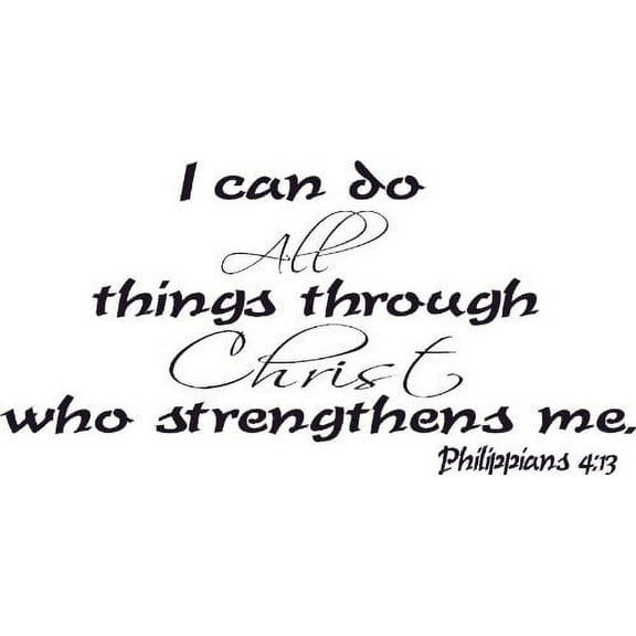 Philippians 4:13, Bible Verse Vinyl Wall Decal by Scripture Wall Art, 11"x22" Black, Christian