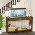 thumbnail image 7 of PHOYAL Fluted Walnut Console Table with 3 Drawers, Wave Entryway Table with Storage Shelf, Narrow Wood Sofa Table for Hallway Living Room, 7 of 7