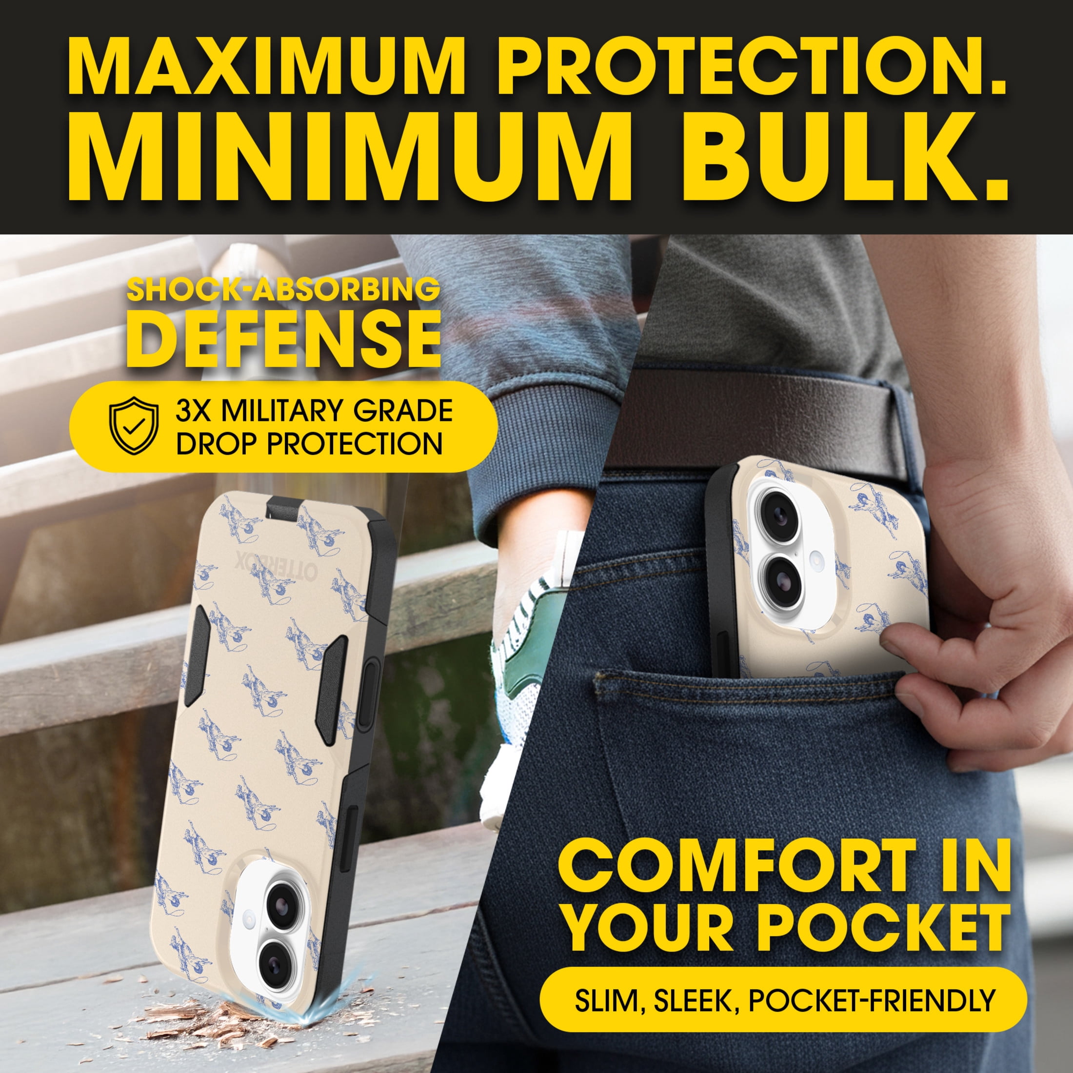 OtterBox iPhone 17 (Only) – Commuter Series Case – Built-In MagSafe – Thin, Dual-Layer, Pocket-Friendly, Port Cover – American Cowboy