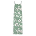 thumbnail image 4 of Women's Jumpsuit Summer Casual Adjustable Strap Floral Print Long Romper with Pocket Wide Leg Scoop Neck Loose Outfits, Green, L, 4 of 5