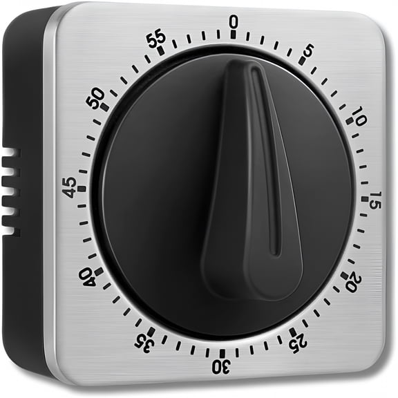 GJX Mechanical Kitchen Timer Magnetic with Loud Alarm, 60-Minute Manual Wind Up Analog Countdown Timer with Stainless Steel Scale, No Batteries for Chef Cooking, Baking, Egg, Oven, Seniors