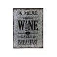 thumbnail image 1 of Gray Metal Wall Art - A Meal Without Wine Is Call LED Breakfast Metal Sign, 1 of 1