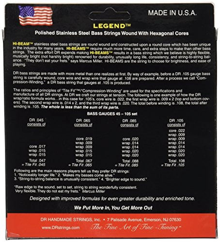 DR Strings Flatwound Legend Bass Strings Medium