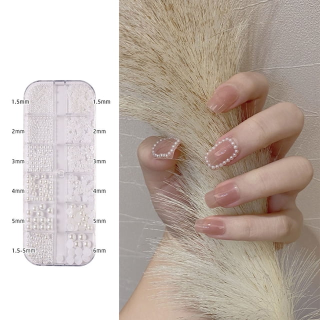 Diamantes de imitación para decoración de uñas, forma de perla blanca pura, bricolaje, elegantes, diferentes tamaños, suministros de diamantes de imitación para decoración de uñas