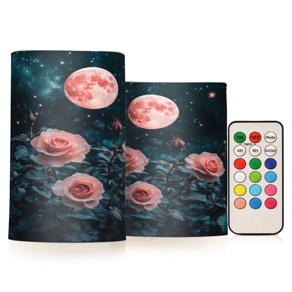BZSMCE Flameless Candles LED Lights Roses under Red Moon Creativity Battery Candles
