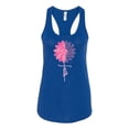 thumbnail image 2 of Wild Bobby, Faith Pink Ribbon Sunflower, Breast Cancer Awareness, Women Racerback Tank Top, Royal, Small, 2 of 5