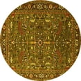 thumbnail image 1 of Ahgly Company Indoor Round Oriental Yellow Traditional Area Rugs, 8' Round, 1 of 4