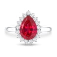 thumbnail image 4 of Rosec Jewels Lab Grown Ruby Ring with Diamond Halo for Women - 2.9 Carat - AAAA Grade Certified, 925 Sterling Silver, US 4.00, 4 of 8