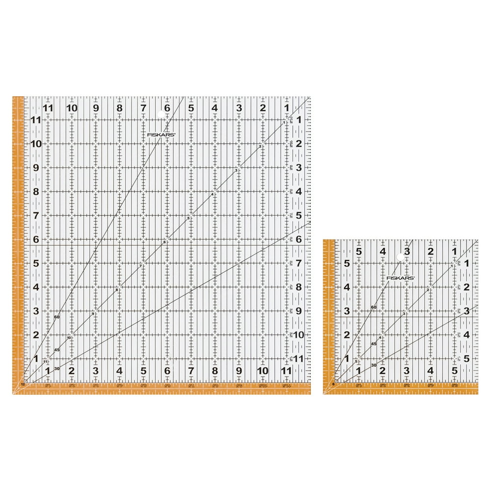 Fiskars EasytoRead 2 Piece Squares Acrylic Ruler Set (6.5"+ 12.5