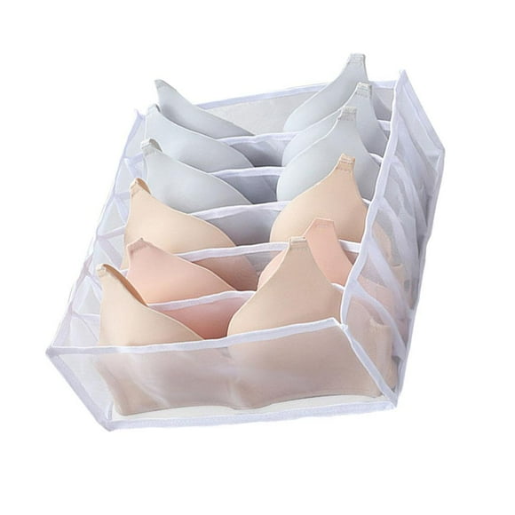 jesticaly Underwear Storage Box Resuable Sock Organizer Drawer Separate Underpant Storage Cabinet, 6/7 Grid Underwear white 1Set