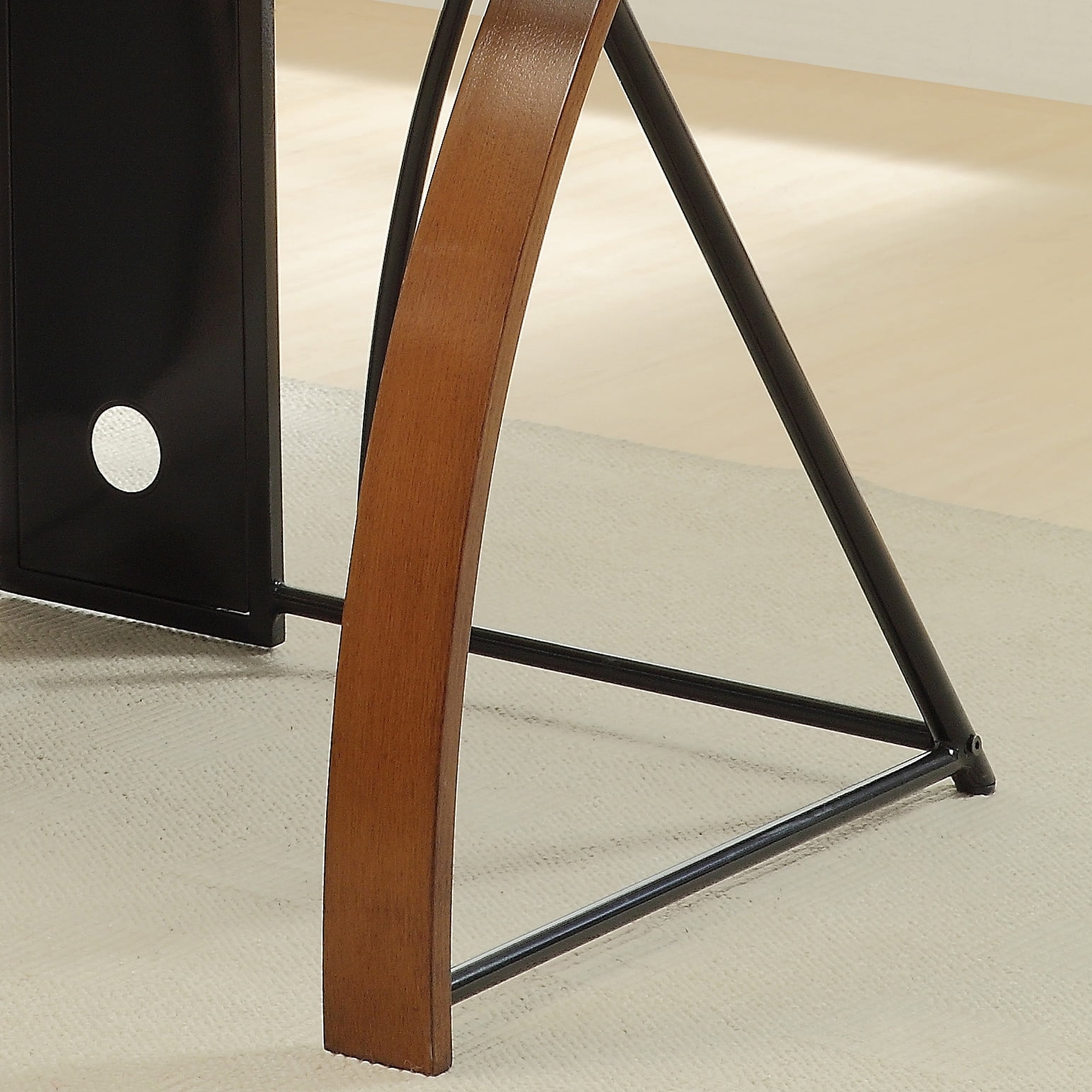 Furniture of America Harrrisburg Contemporary Metal Glass Desk with Keyboard Tray in Cherry Finish