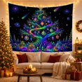 thumbnail image 3 of Stylized Tree Composed With Swirling Bands Luminescent Green, Mystical Fantasy for Space Lovers, Galaxy Room Decor, Christmas Gift, Tapestry Wall Hanging for Bedroom and Dorm, 3 of 7
