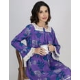 thumbnail image 5 of Moomaya Women's Rayon Nightdress | Square Neck A-Line Sleepwear | Printed Mid-Calf Nightgown With Lace & Frills, 5 of 8