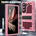 thumbnail image 5 of Nalacover Samsung Galaxy Z Fold 6 Case, Heavy Duty 3 in 1 Rugged Shockproof Rugged Silicone Hybrid Hard PC Soft TPU Bumper with Kickstand Camera Raised Drop Girls Women Boy Men Covers, Rose, 5 of 7