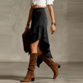 thumbnail image 2 of Aellinatey Fringe Detail Elegant Skirt Women High Waist Knee Length With Asymmetrically Hems, 2 of 8