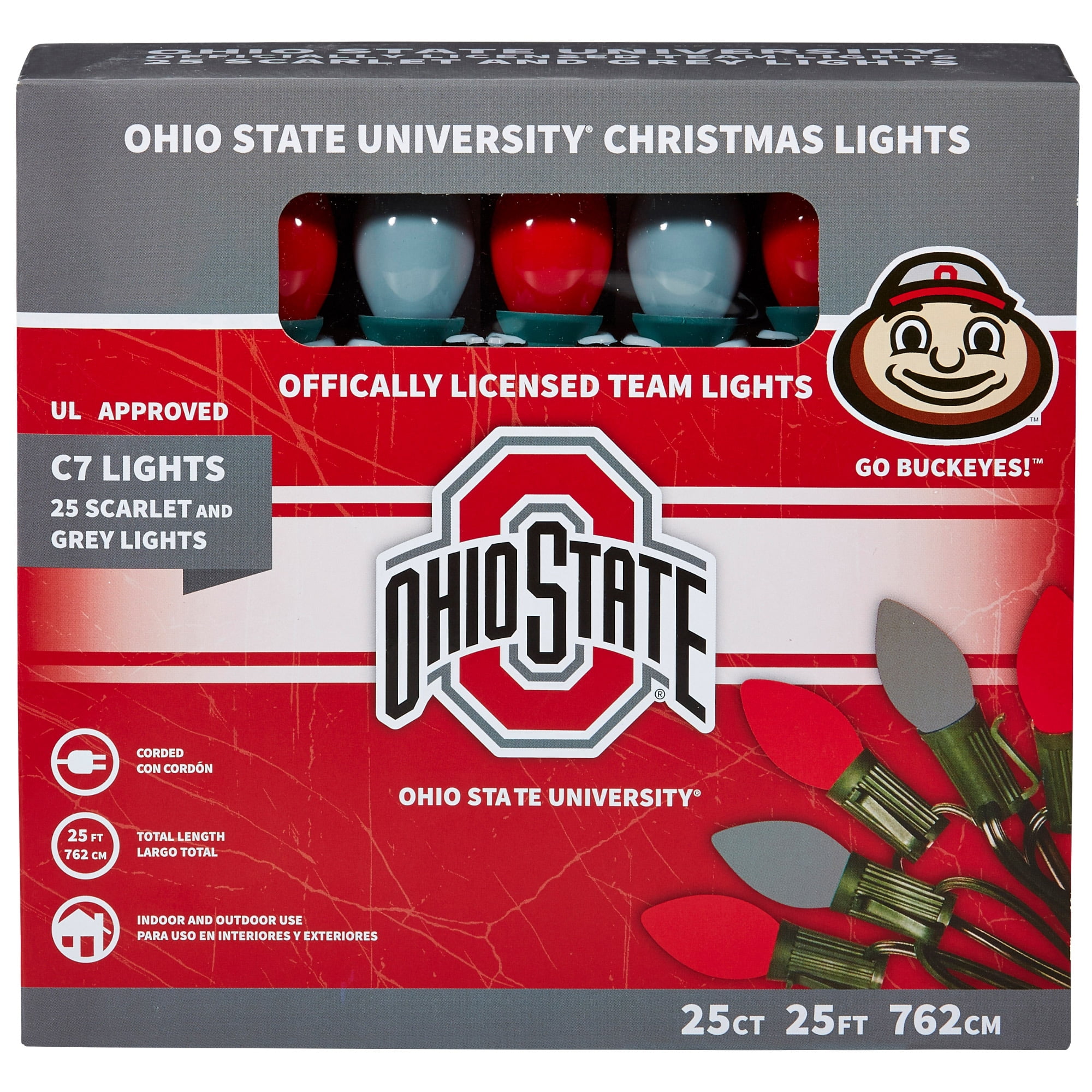 Christmas OHIO STATE UNIVERSITY LIGHTS Glass Licensed Go Buckeyes