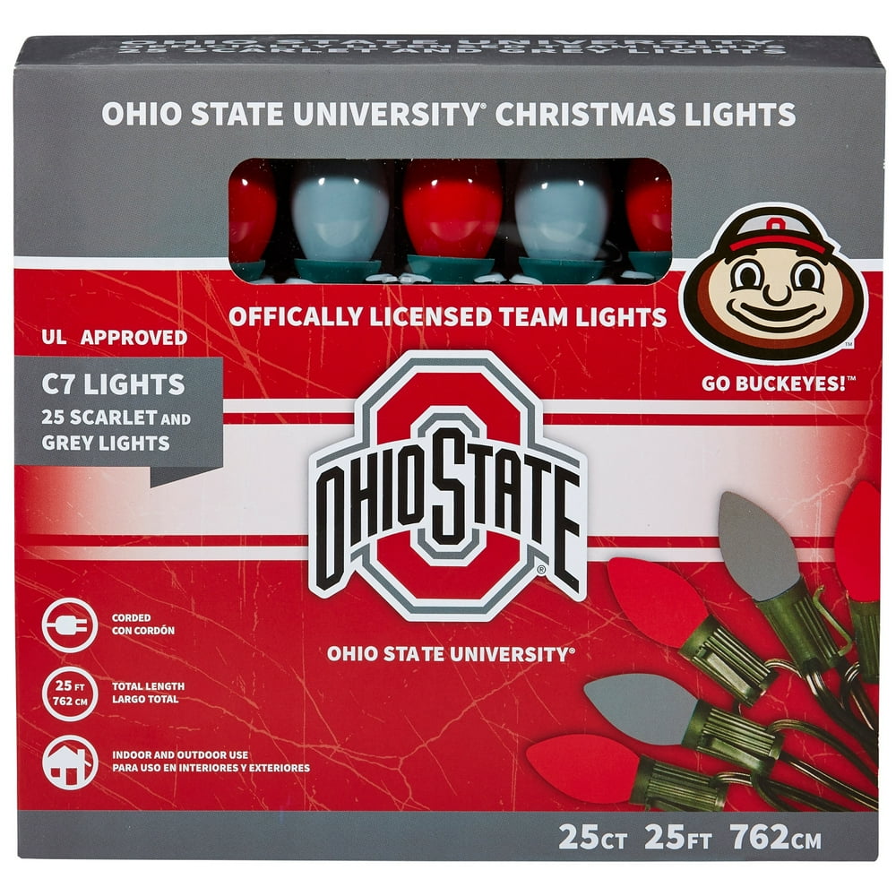 Christmas OHIO STATE UNIVERSITY LIGHTS Glass Licensed Go Buckeyes