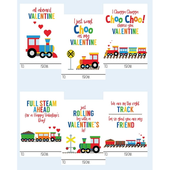 Silly Goose Gifts Happy Choo Choo Train Themed Valentines Day Card for Kids School Classroom Exchange (24 included) Sharing Children Valentine's Bright Happy
