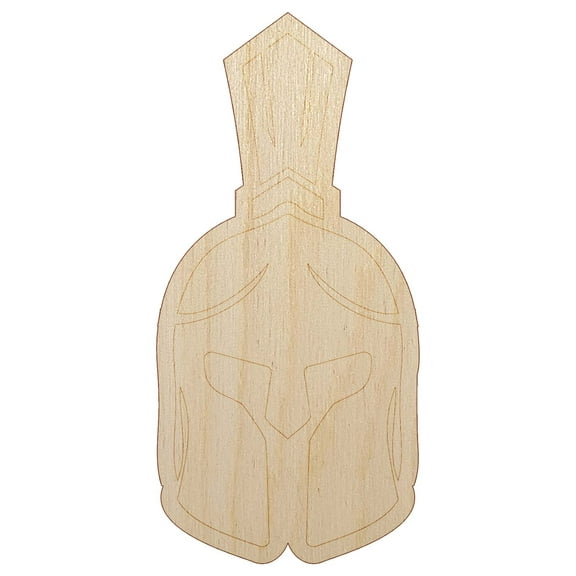 Ancient Greek Roman Spartan Helmet Front Wood Shape Unfinished Piece Cutout Craft DIY Projects - 4.70 Inch Size - 1/8 Inch Thick