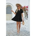 thumbnail image 3 of Anbech Women's Tiered Mini Dress V-Neck A-Line Ruffle Dress Pleated Flowy 2025 Dresses, 3 of 9