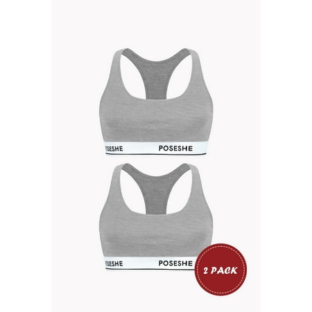 

POSESHE Women s MicroModal Bralettes S-5XL Plus Size Bra 2 Pack