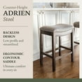 thumbnail image 5 of Maven Lane Adrien 26" Wood Counter Height Stool - Handcrafted Walnut Wood Finish with Grey Fabric Seat for Comfort - Durable Barstool for Kitchen Islands, Dining Rooms, 5 of 8
