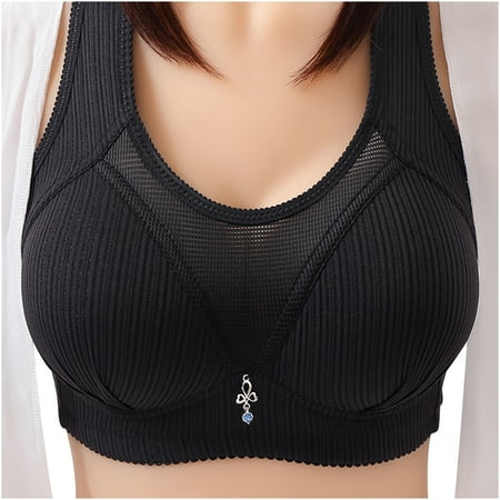 AnuYalue Plus Size Bras for Old Women No Underwire Full Coverage Sport Bra Comfortable Vest Style Bras Push Up Underwear