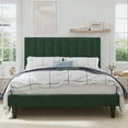 thumbnail image 3 of SHA CERLIN Green Full Size Platform Bed Frame with Velvet Vertical Channel Headboard, Adult, 3 of 9