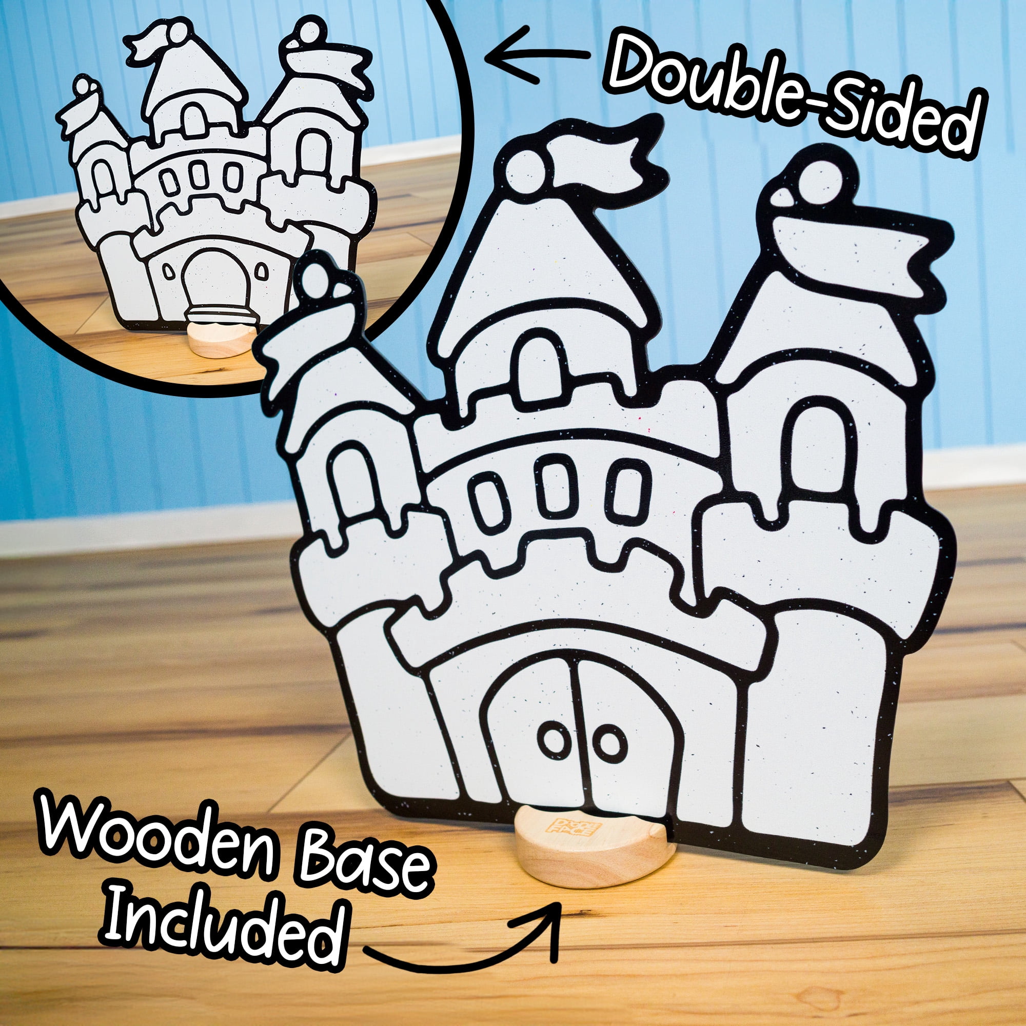 Fairytale Toy Set for Kids: Color, Play, and Wipe Away with Crayons and Eraser. Educational Reusable Coloring Toy with Castle, Princess, Unicorn, Star Wand.