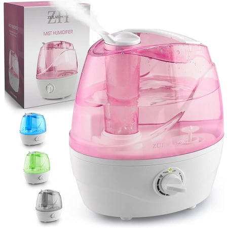 Zulay Home Cool Mist Humidifiers 2.2L Water Tank Quiet Ultrasonic Humidifiers with Auto Shutoff Pink