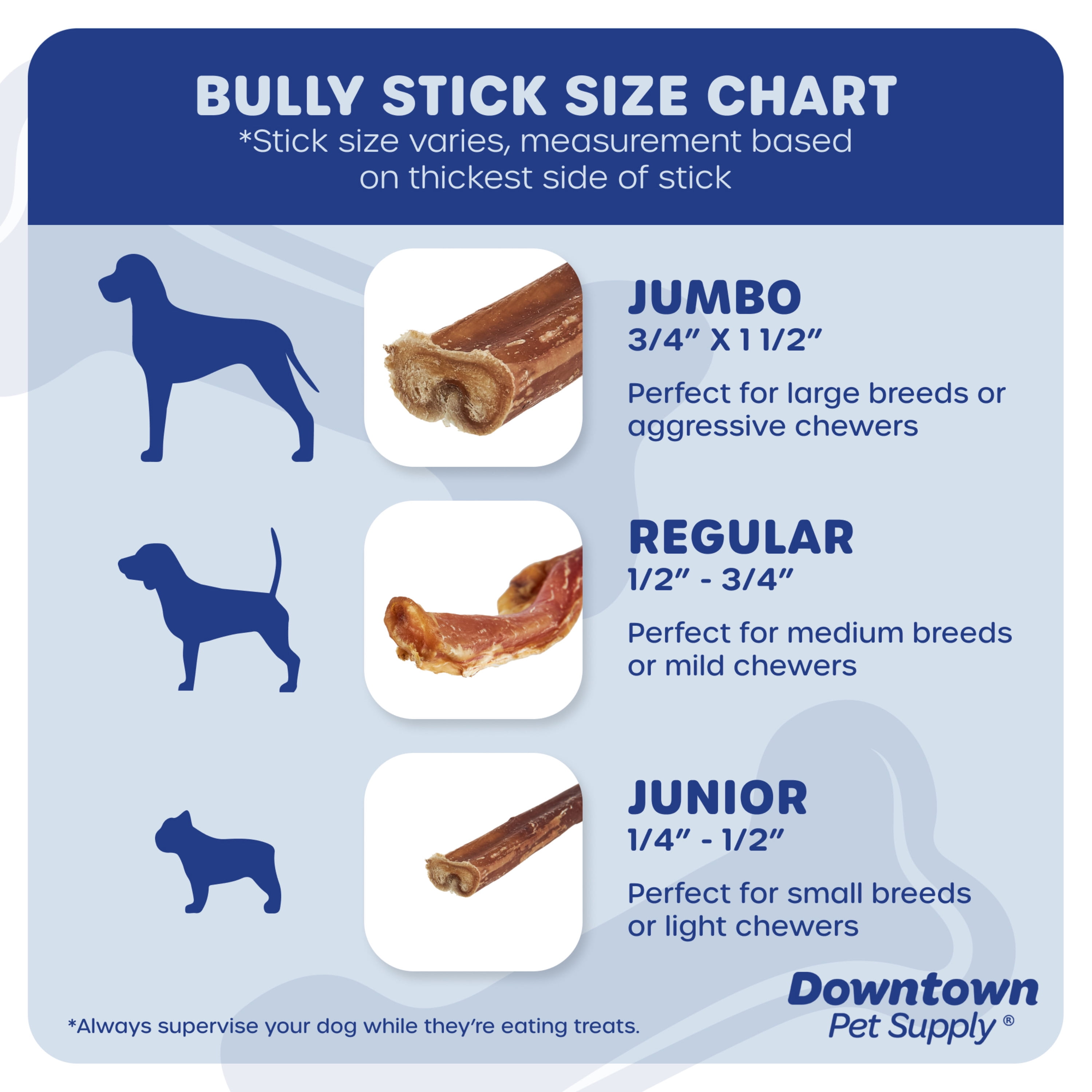 Downtown Pet Supply Bully Sticks For Dogs Thick Rawhide Free Dog Chews 12", 0.5 lbs